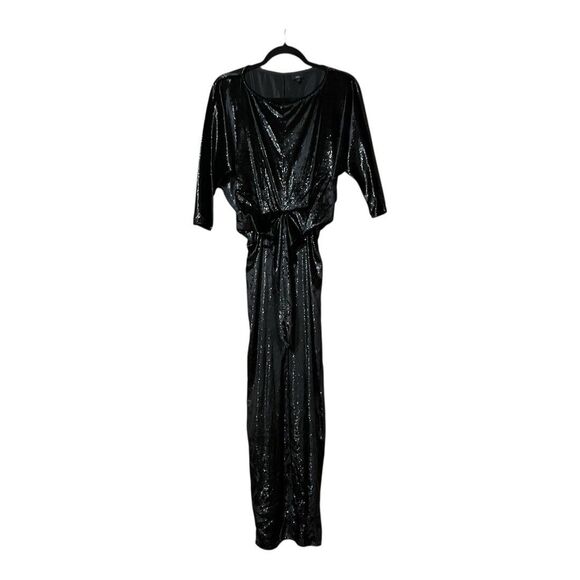 River Island Womens Size 8 Black Velvet Knot Front Split Maxi Dress - Picture 1 of 4
